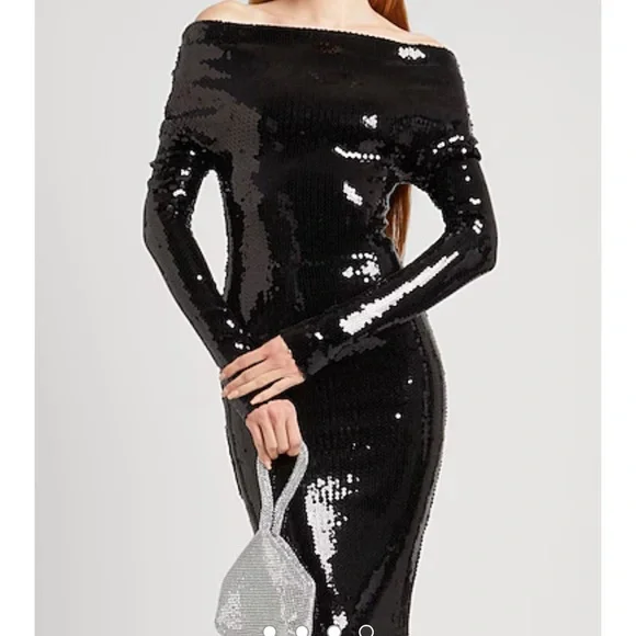 Elegant Black Sequin Off-Shoulder Dress Alexandre Vauthier - Picture 3 of 3